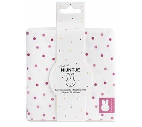 Haza - Witbaard Serviettes Miffy rose pâle 25 x 25 cm | 20 pièces
