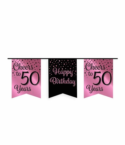 Paper Dreams Guirlande « 50 ans » or rose/noir | 6 m