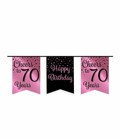Paper Dreams Guirlande « 70 ans » or rose/noir | 6 m