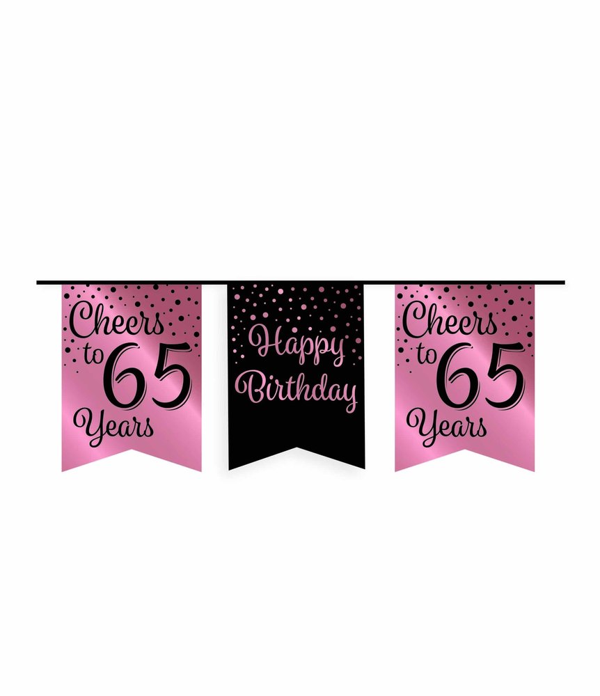 Paper Dreams Girlande zum 65. Geburtstag, Roségold/Schwarz | 6 m