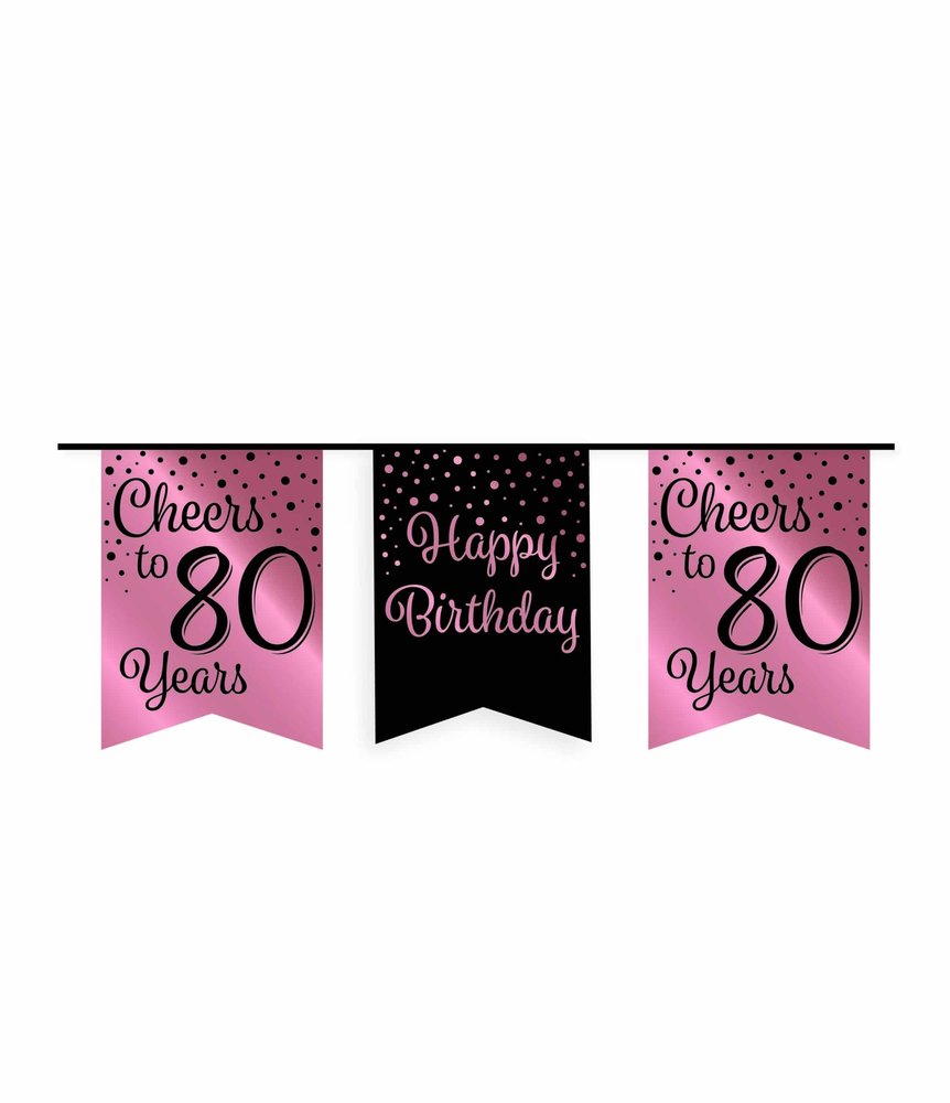 Paper Dreams Guirlande « 80 ans » or rose/noir | 6 m