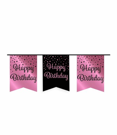Paper Dreams Guirlande « Joyeux anniversaire » rose doré/noire | 6 m
