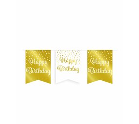 Paper Dreams Slinger Happy Birthday wit/goud | 6m Paper Dreams Slinger Happy Birthday wit/goud | 6m