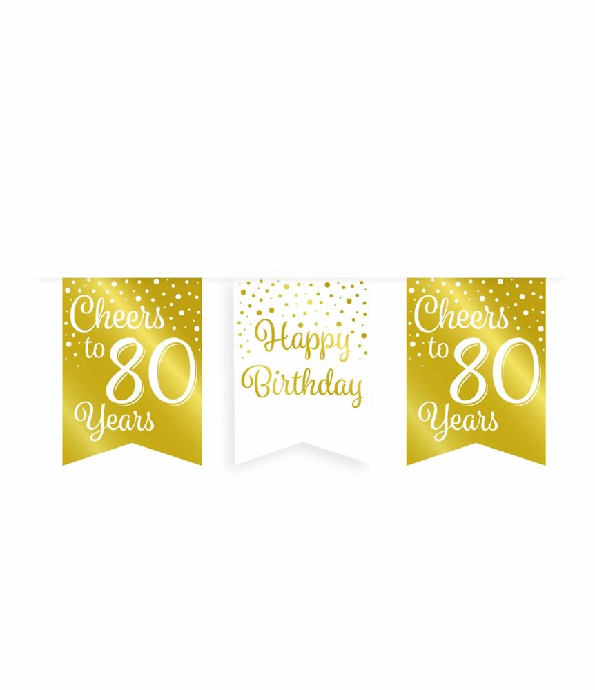 Paper Dreams Guirlande Cheers pour 80 ans blanc/or | 6 m Paper Dreams Guirlande Cheers pour 80 ans blanc/or | 6 m