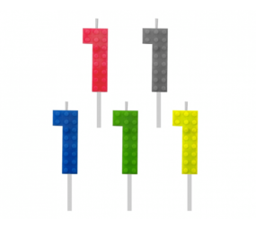 Tuf-Tuf Lego-Kuchenkerze Nummer 1, 5,5 cm | pro Stück