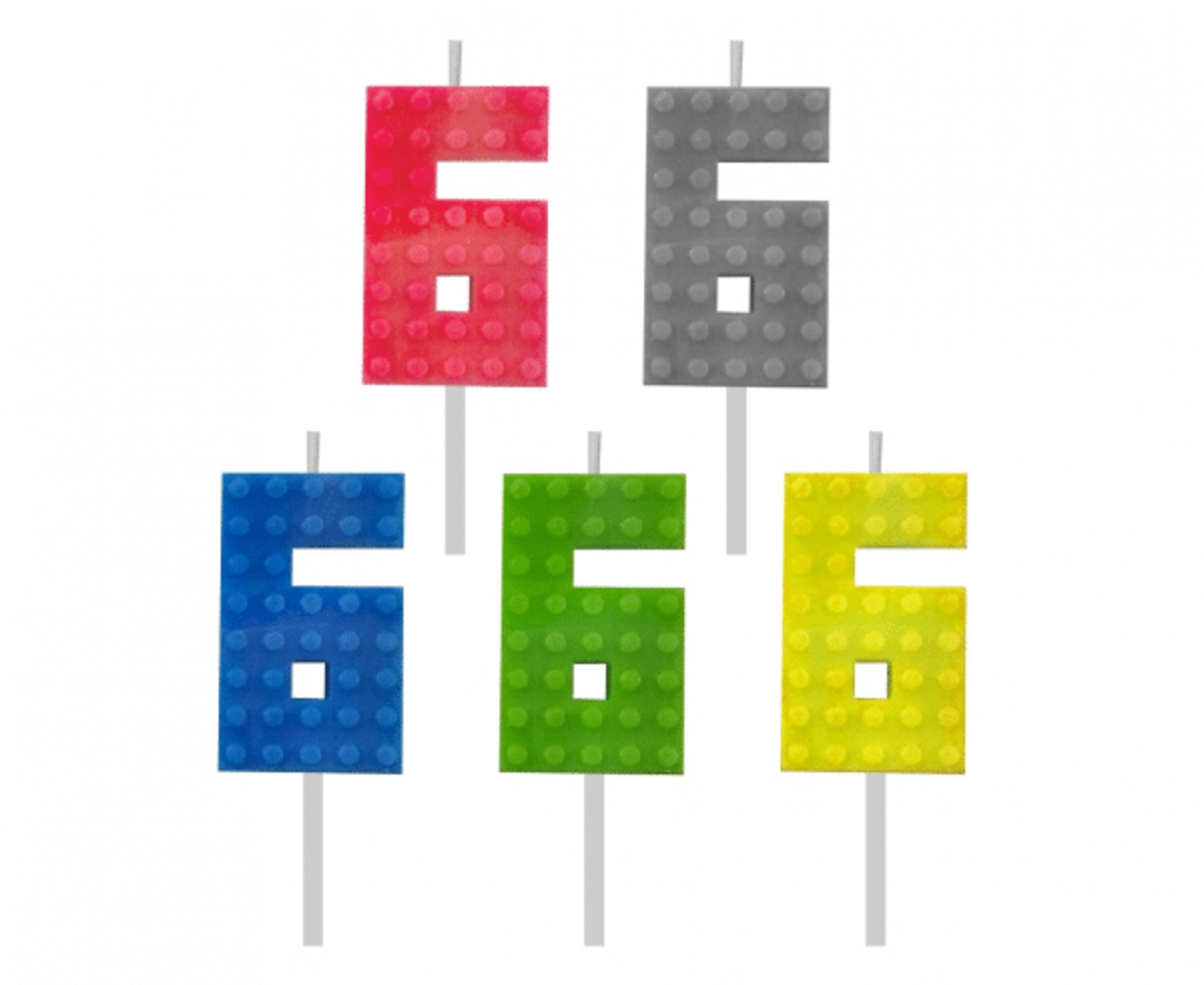 Tuf-Tuf Lego-Kuchenkerze Nummer 6, 5,5 cm | pro Stück