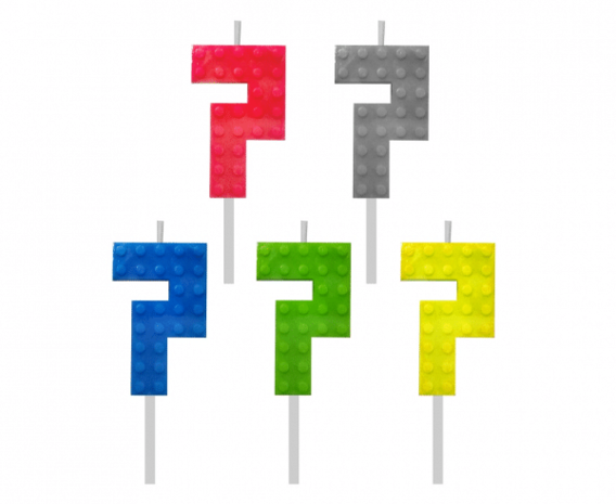 Tuf-Tuf Bougie Lego numéro 7 pour gâteau, 5,5 cm | à l'unité