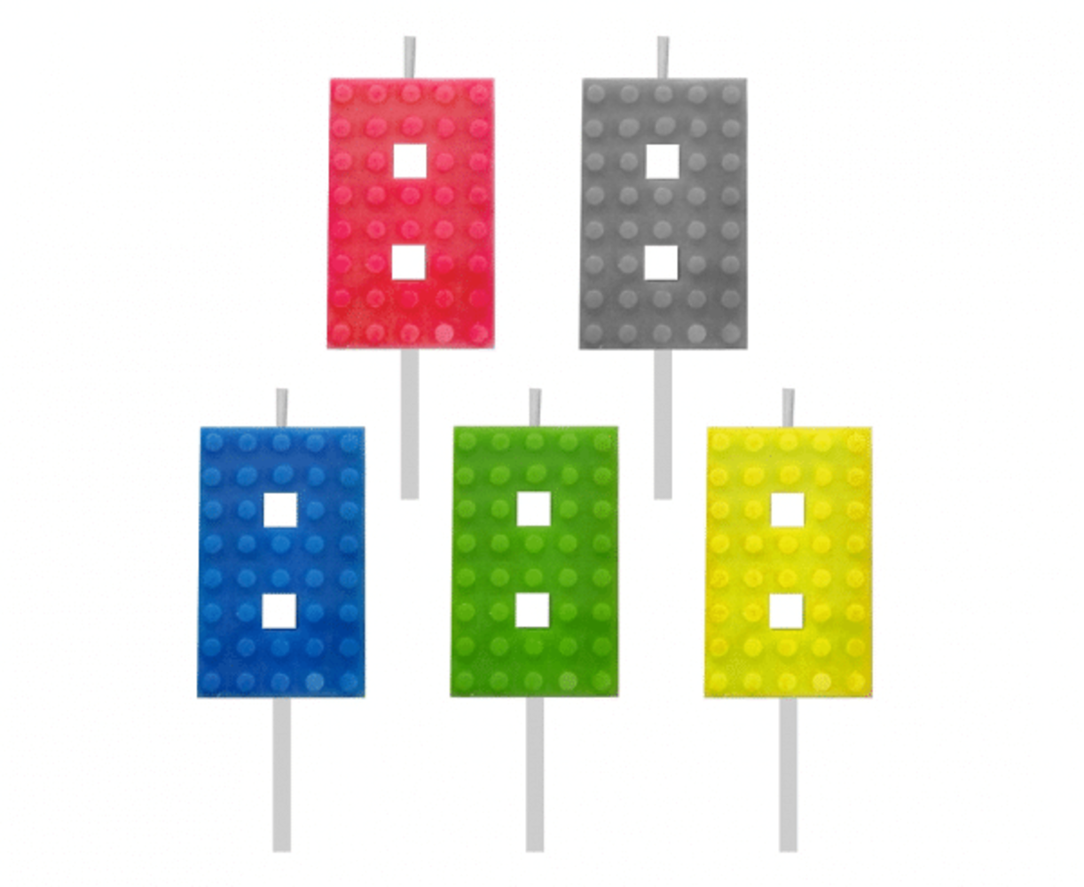 Tuf-Tuf Lego Cijfer 8 Taart Kaarsje 5,5cm | per stuk Tuf-Tuf Lego Cijfer 8 Taart Kaarsje 5,5cm | per stuk