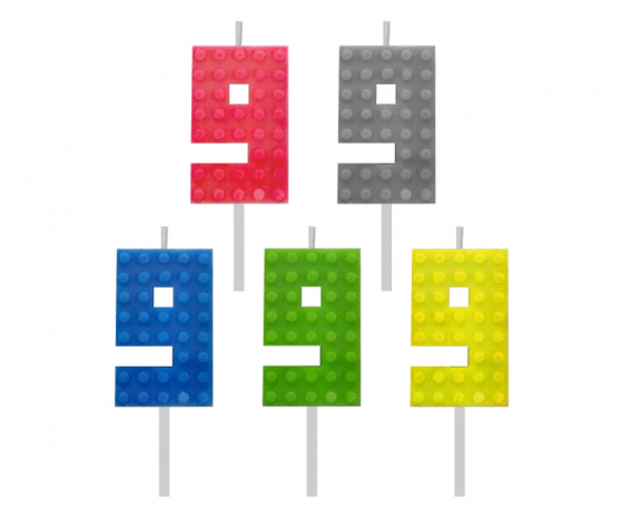 Tuf-Tuf Lego Cijfer 9 Taart Kaarsje 5,5cm | per stuk Tuf-Tuf Lego Cijfer 9 Taart Kaarsje 5,5cm | per stuk