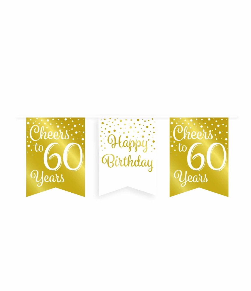 Paper Dreams Guirlande Cheers pour 60 ans blanc/or | 6 m