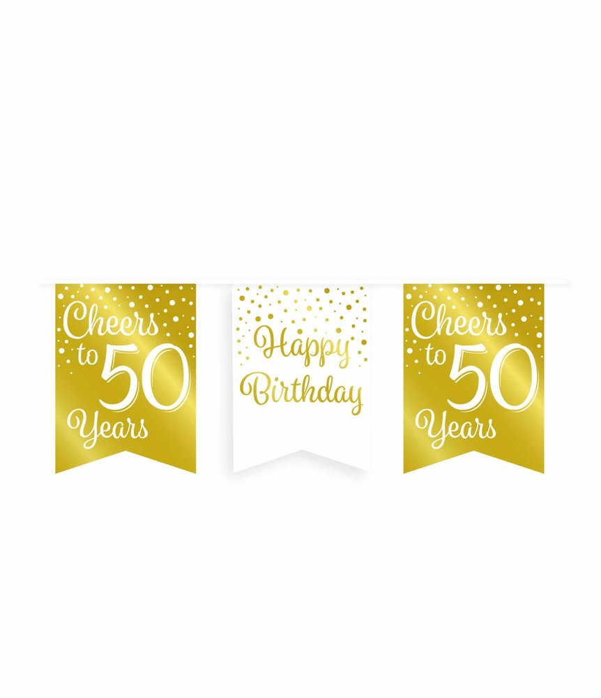 Paper Dreams Guirlande Cheers pour 50 ans blanc/or | 6 m Paper Dreams Guirlande Cheers pour 50 ans blanc/or | 6 m