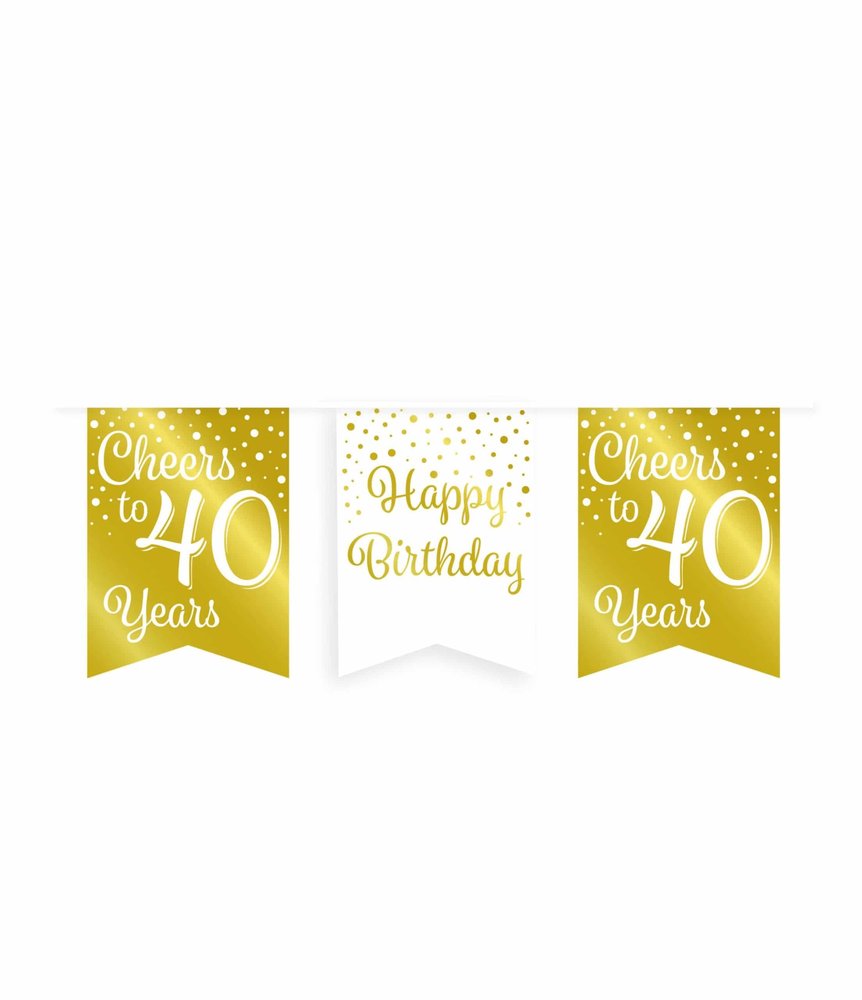 Paper Dreams Garland Cheers to 40 years white/gold | 6m Paper Dreams Garland Cheers to 40 years white/gold | 6m