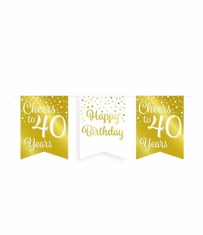 Paper Dreams Garland Cheers to 40 years white/gold | 6m Paper Dreams Garland Cheers to 40 years white/gold | 6m