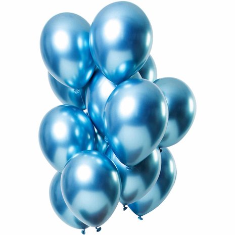 Ensemble de ballons bleu clair chromés 30 cm | 12 pièces