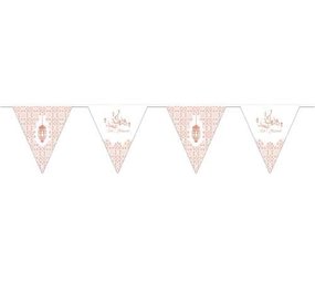 Zin El Afrah Guirlande en papier Eid Mubarak or rose | 4,5 mètres