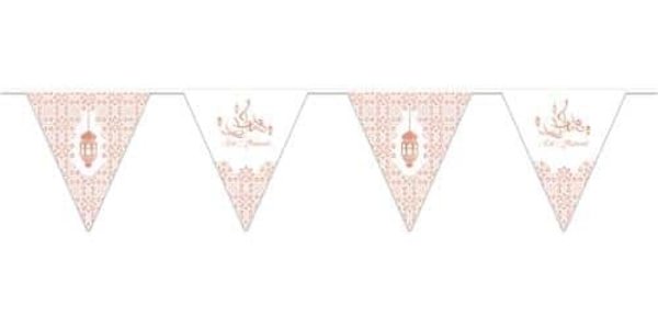 Zin El Afrah Guirlande en papier Eid Mubarak or rose | 4,5 mètres