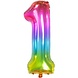Folat Ballon gonflé à l'hélium Yummy Gummy arc-en-ciel chiffre 1 | 81 cm