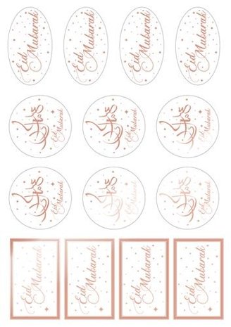 Cadeau labels Eid Mubarak Rose Goud | 14 stuks