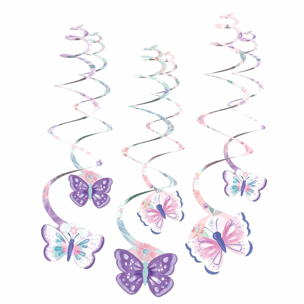 Hanging Decoration Swirls Butterflies 61cm | 6 pieces Hanging Decoration Swirls Butterflies 61cm | 6 pieces