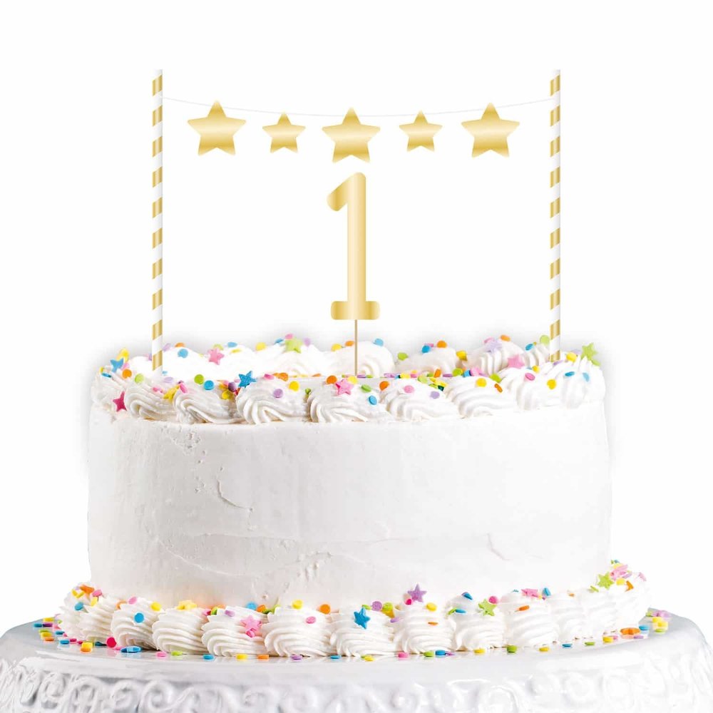 Décoration de gâteau 1 an dorée | 19 cm