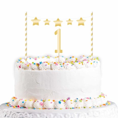 Décoration de gâteau 1 an dorée | 19 cm