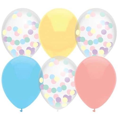 Pastel Confetti ballonnen 30cm | 6 stuks Pastel Confetti ballonnen 30cm | 6 stuks