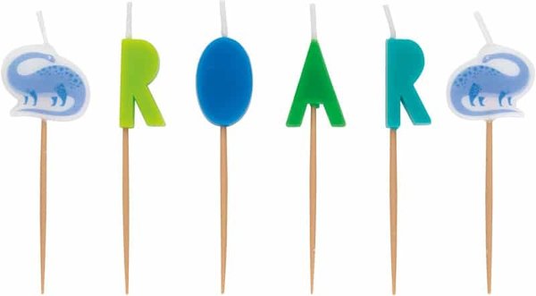 Unique Party Dinosaur Blue & Green Cake Candles | 6-piece