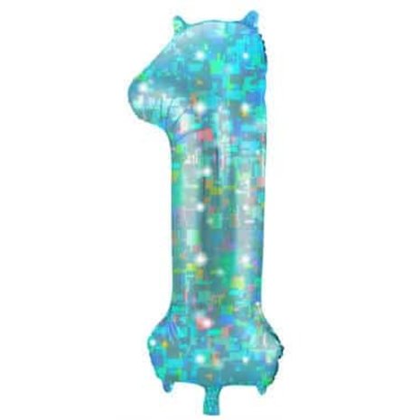 Folat Helium Balloon Number 1 Galactic Aqua | 101 cm