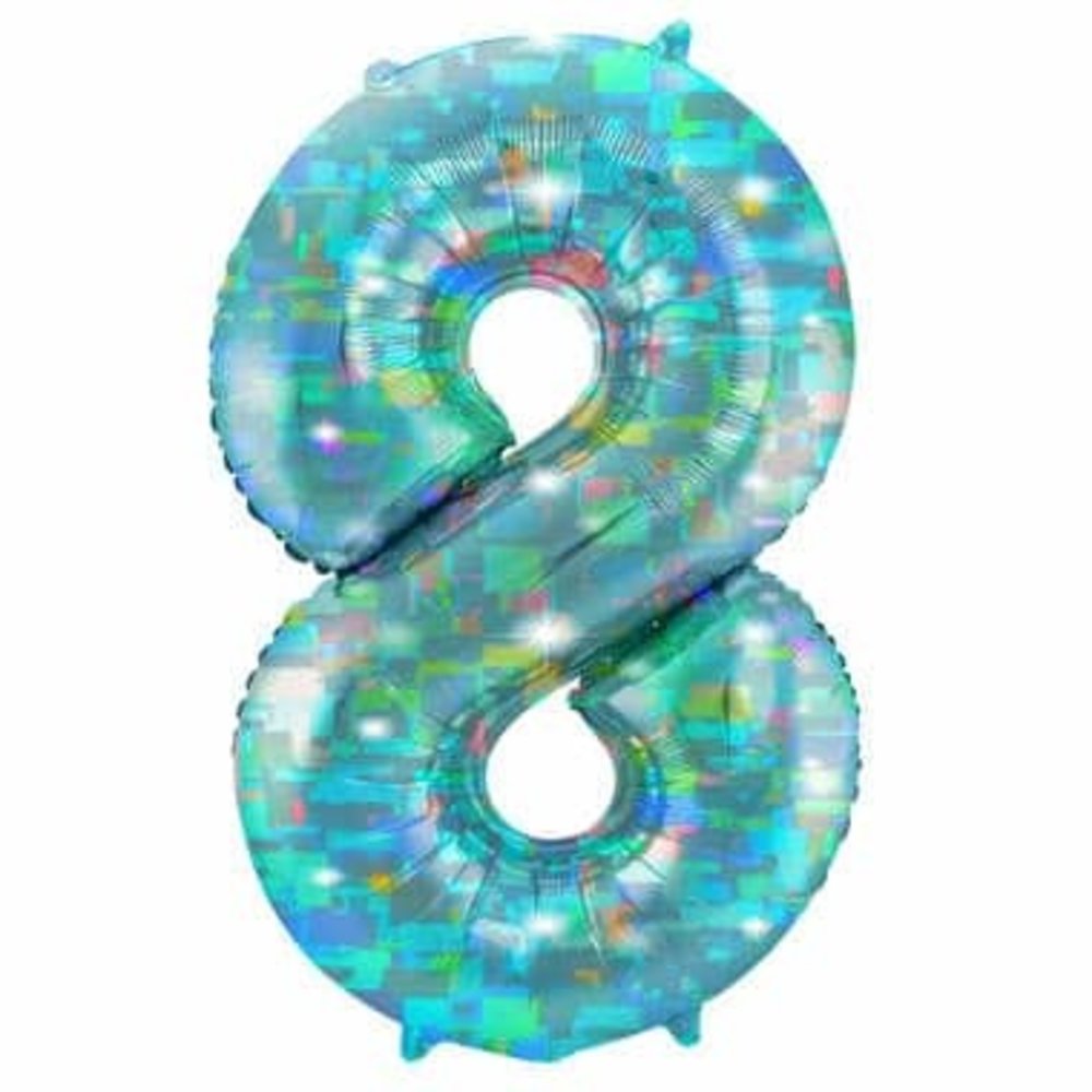 Folat Helium Balloon Number 8 Galactic Aqua | 101cm