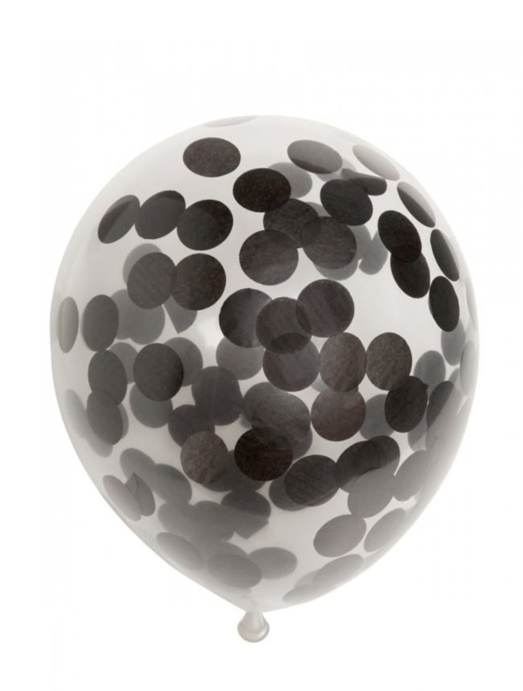 WeFiesta Balloons with Black Confetti 30cm | 6 pieces