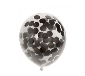WeFiesta Ballonnen met Zwarte Confetti 30cm | 6 stuks WeFiesta Ballonnen met Zwarte Confetti 30cm | 6 stuks