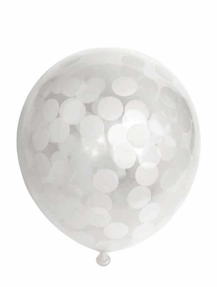 WeFiesta Ballonnen met Witte Confetti 30cm | 6 stuks