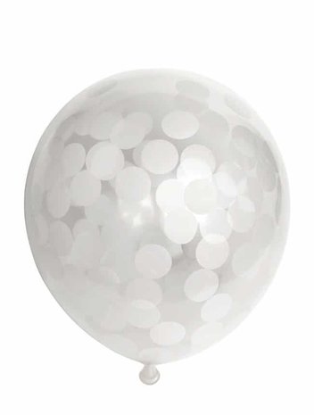 WeFiesta Ballonnen met Witte Confetti 30cm | 6 stuks
