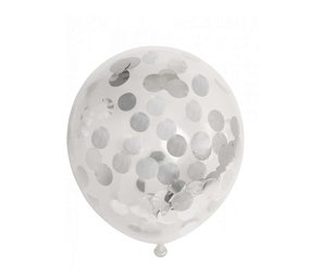 Ballonnen met zilveren confetti | 6 stuks Ballonnen met zilveren confetti | 6 stuks
