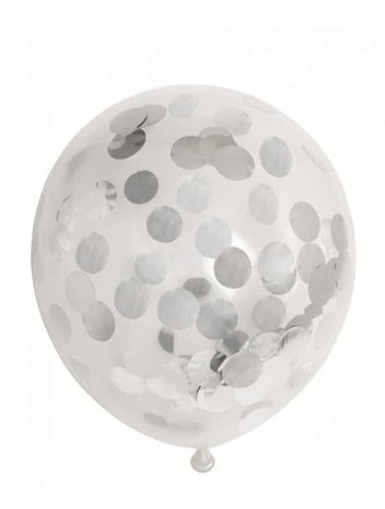 Ballonnen met zilveren confetti | 6 stuks Ballonnen met zilveren confetti | 6 stuks