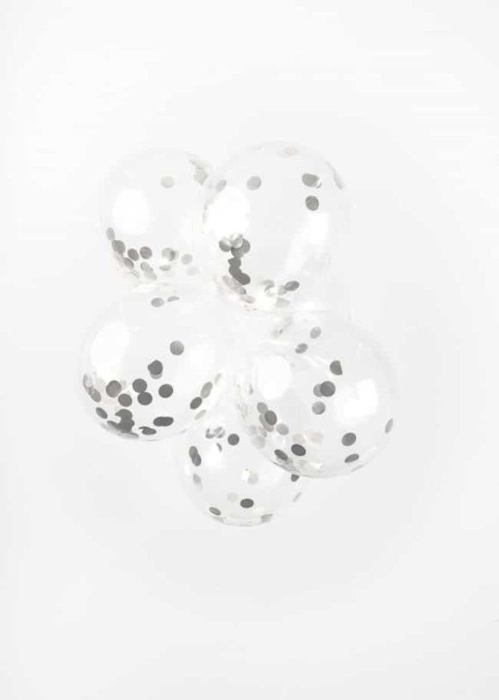 Luftballons mit silbernem Konfetti | 6 Stück
