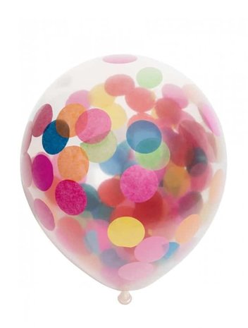 Ballonnen met confetti in multikleuren | 6 stuks Ballonnen met confetti in multikleuren | 6 stuks