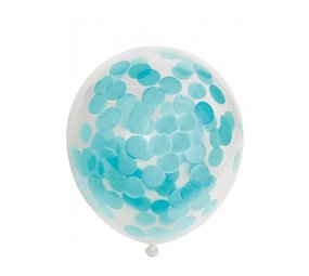 Balloons with light blue confetti | 6 pieces