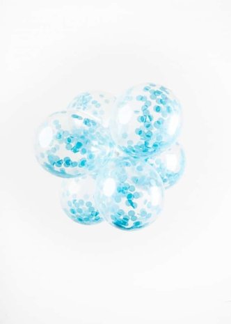 Ballons à confettis bleu clair | 6 pièces Ballons à confettis bleu clair | 6 pièces