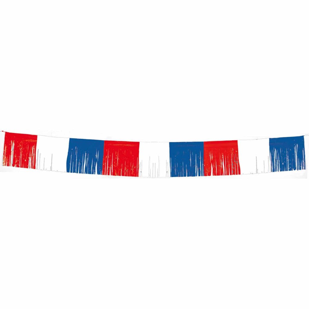 Folat Guirlande à franges MEGA rouge-blanc-bleu | 5 mètres
