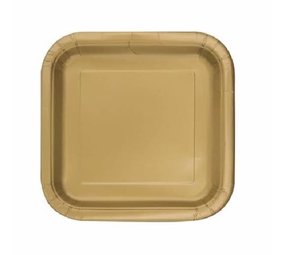 Unique Party Assiettes carrées dorées 18x18cm | 16 pièces