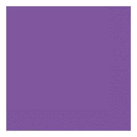 Unique Party Servetten Paars 33x33cm | 20 stuks Unique Party Servetten Paars 33x33cm | 20 stuks