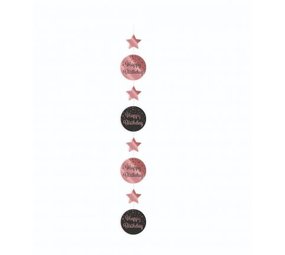 Paper Dreams Hangdecoratie Happy Birthday rose-goud/zwart | per stuk Paper Dreams Hangdecoratie Happy Birthday rose-goud/zwart | per stuk