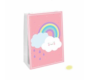 Riethmüller Sachets cadeaux en papier arc-en-ciel et nuage avec autocollants 15 x 21 cm | 4 pièces