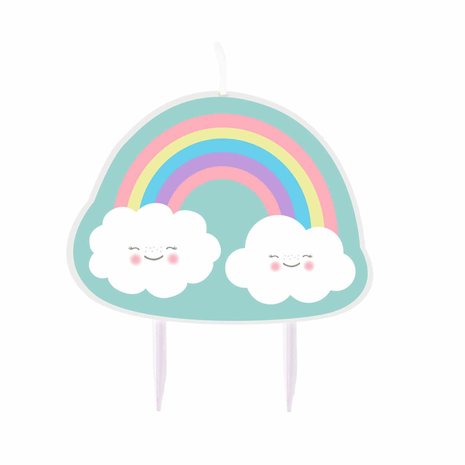 Taart Kaars Rainbow & Cloud 8,5x9cm | per stuk Taart Kaars Rainbow & Cloud 8,5x9cm | per stuk