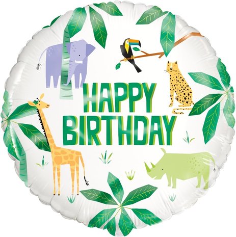 Unique Party Animal Safari Happy Birthday Foil Balloon 45cm | per piece