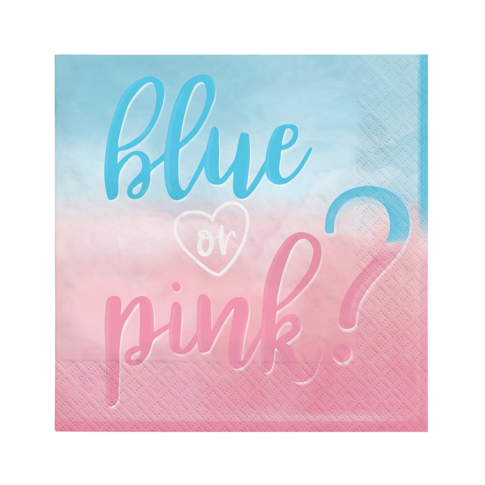 Servetten Gender Reveal Boy or Girl? 33x33cm | 16 stuks Servetten Gender Reveal Boy or Girl? 33x33cm | 16 stuks