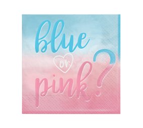 Servetten Gender Reveal Boy or Girl? 33x33cm | 16 stuks