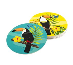 Onderzetters Hawaii Toekan 10cm | 6 stuks Onderzetters Hawaii Toekan 10cm | 6 stuks