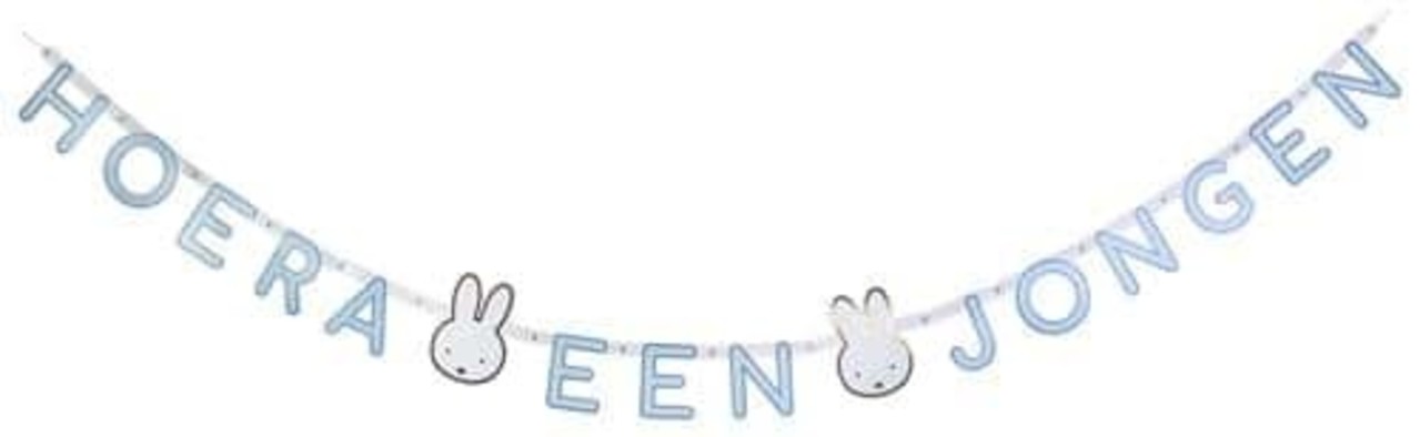 Haza - Witbaard Miffy-Buchstabengirlande „Hurra, ein Junge“ 210 cm | pro Stück